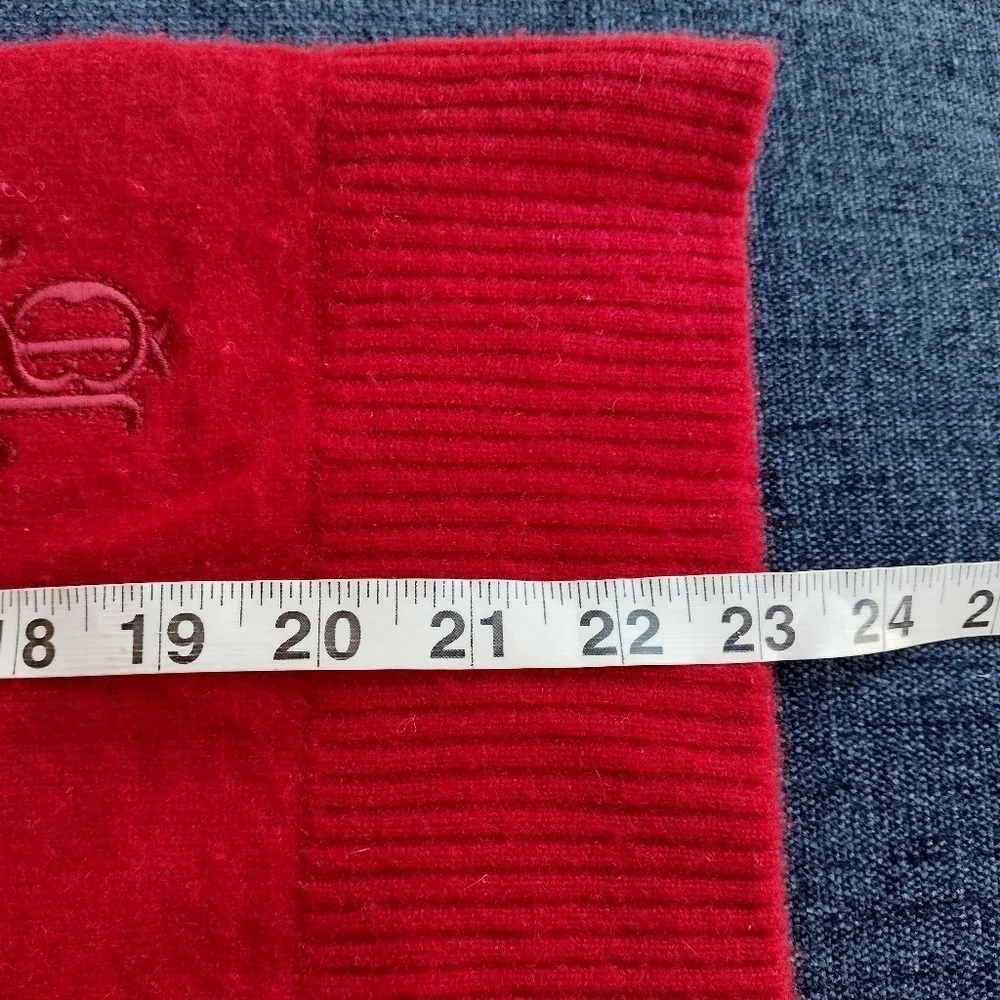 Tory Burch Inez Cashmere V Neck Logo Cardigan Red Size Small HOLE See Pics